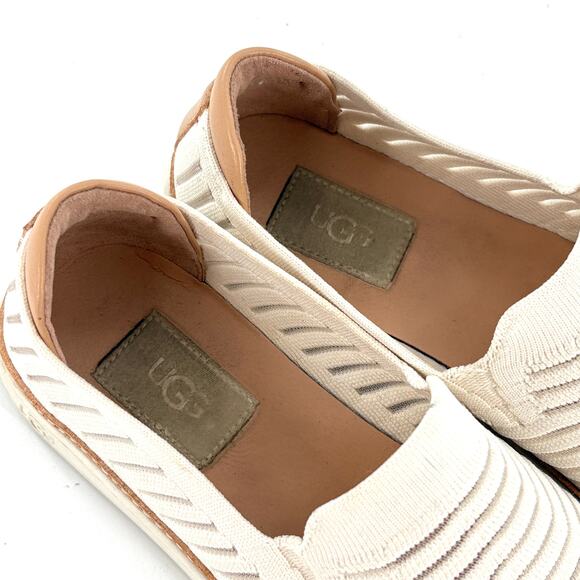 Ugg Sammy Breeze Slip On Sneakers 8 White Tan Flats Travel Beach Resort Cruise - Picture 7 of 11